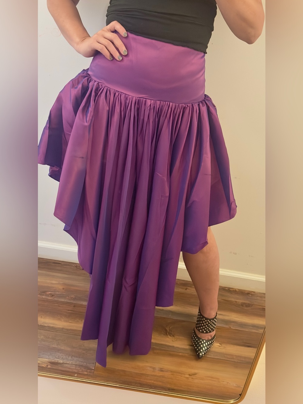 Purple Ruffle Layered High Low Maxi Skirt Sz 4 Custom Made